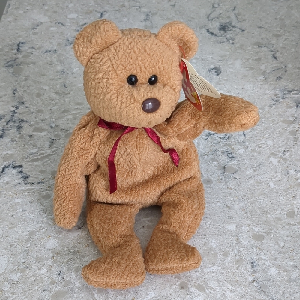 Retired Beanie Baby Curly Brown Bear
